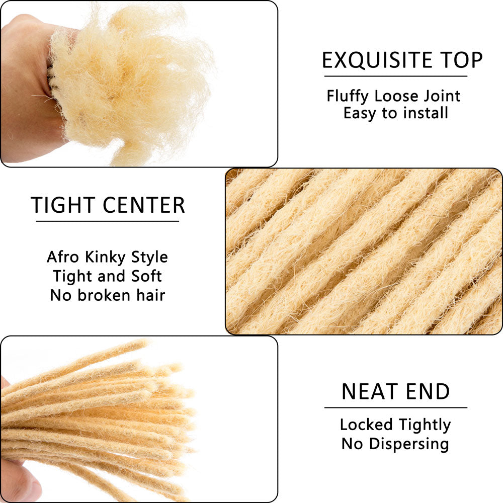 #613 Blonde Human Hair Dreadlocks Extensions Handmade Locs 0.4cm-0.8cm Thickness