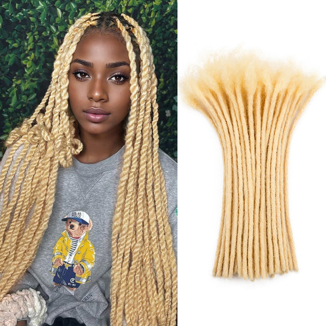 Blonde human hair dreadlocks extensions, 0.4cm-0.8cm thickness, handmade locs for men and women. #613 blonde human hair dreadlocks.