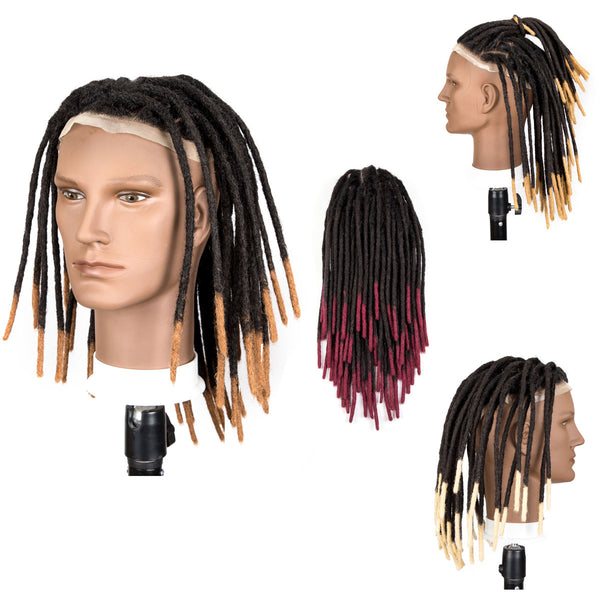 Pre-colored Afro Dreadlocks Toupee Afro locs Base Unit For Black Men 100% Human Hair Weave Hair Unit 10x8inch with Transparent Lace