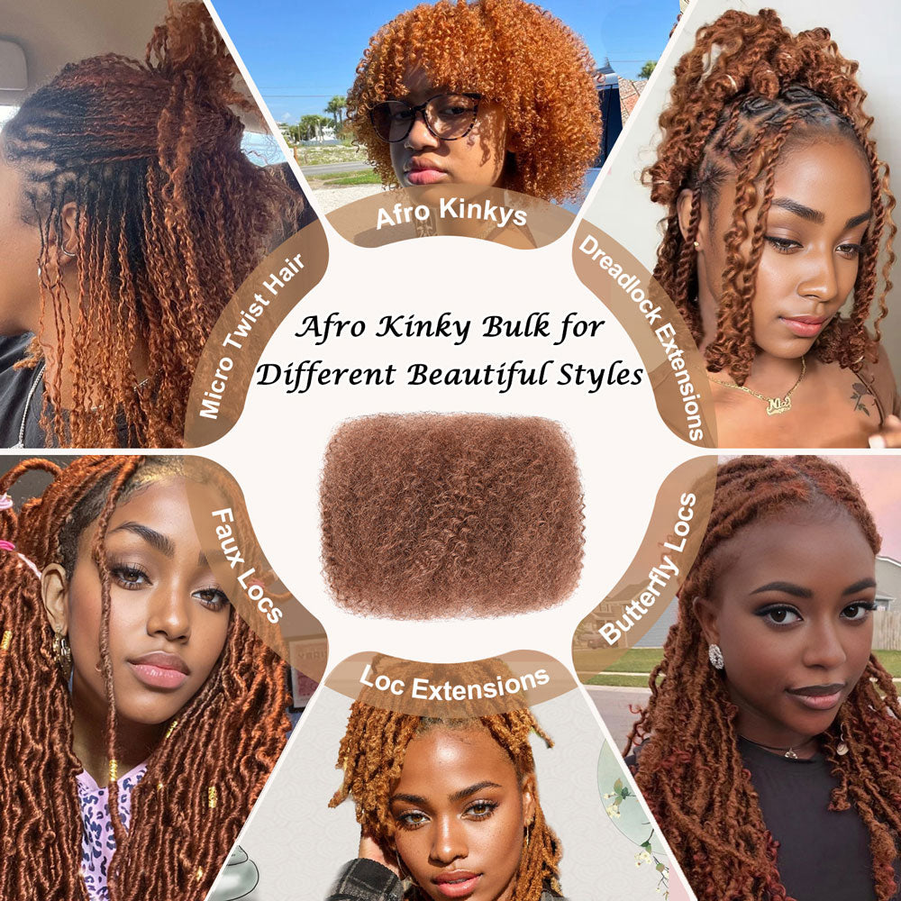 #30 Afro Kinky Bulk Human Hair for Dreadlocks/Braids/Twists/Repair Locs