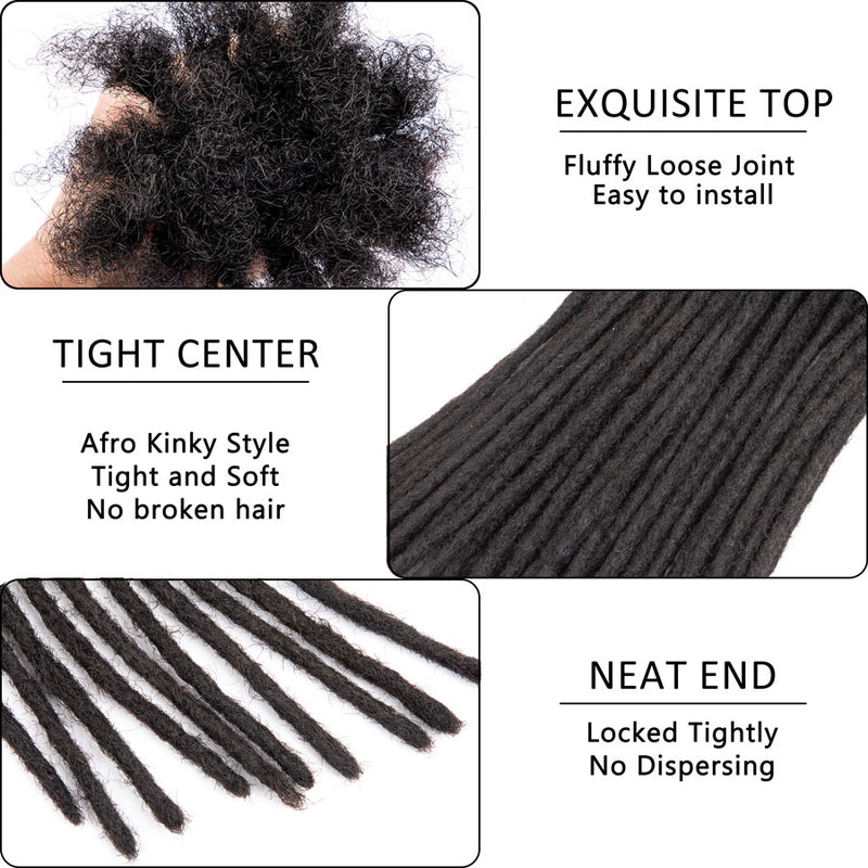 0.4cm Thickness Dreadlocks Extensions Human Hair Permanent Dreads Locs Hair Extensions for Twisted 6-18 Inch