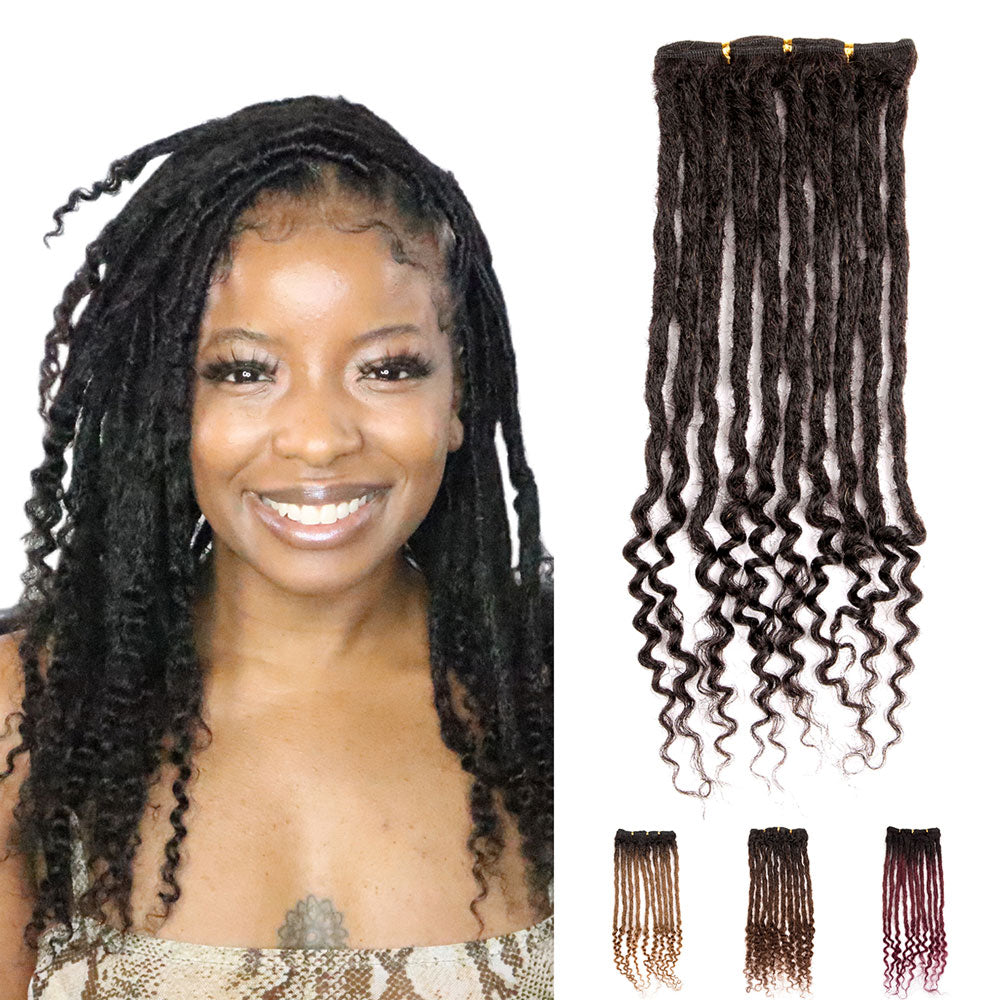Human Hair Dreadlocks Extensions Freego Curly Ends Handmade Permanen Dreads Locs Hair Extensions For Men and Women