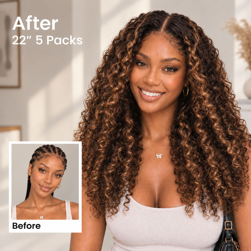 Highlight Burmese Curly Crochet Hair Feather Human Hair Extension