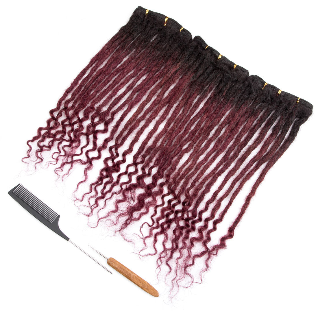 Human Hair Loc Extensions with Curly Ends, Weft Locs，Full Handmade Whole Long Hair Production