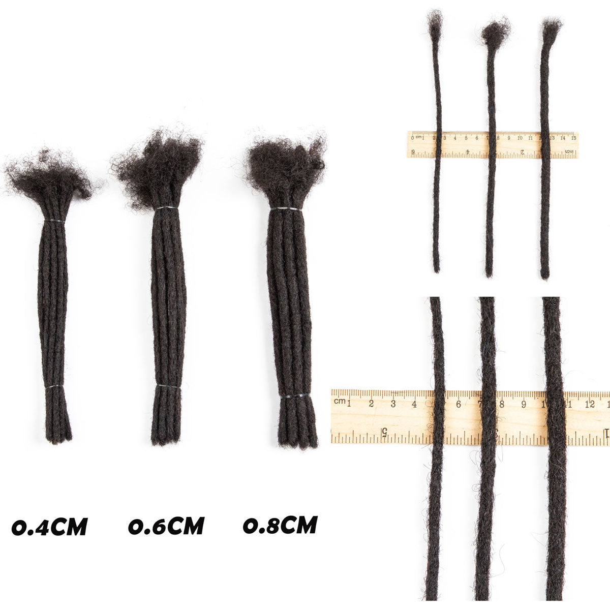 #T1B/4/27 Extensions de Dreadlocks de cheveux humains Locs faits à la main 0.8cm d'épaisseur