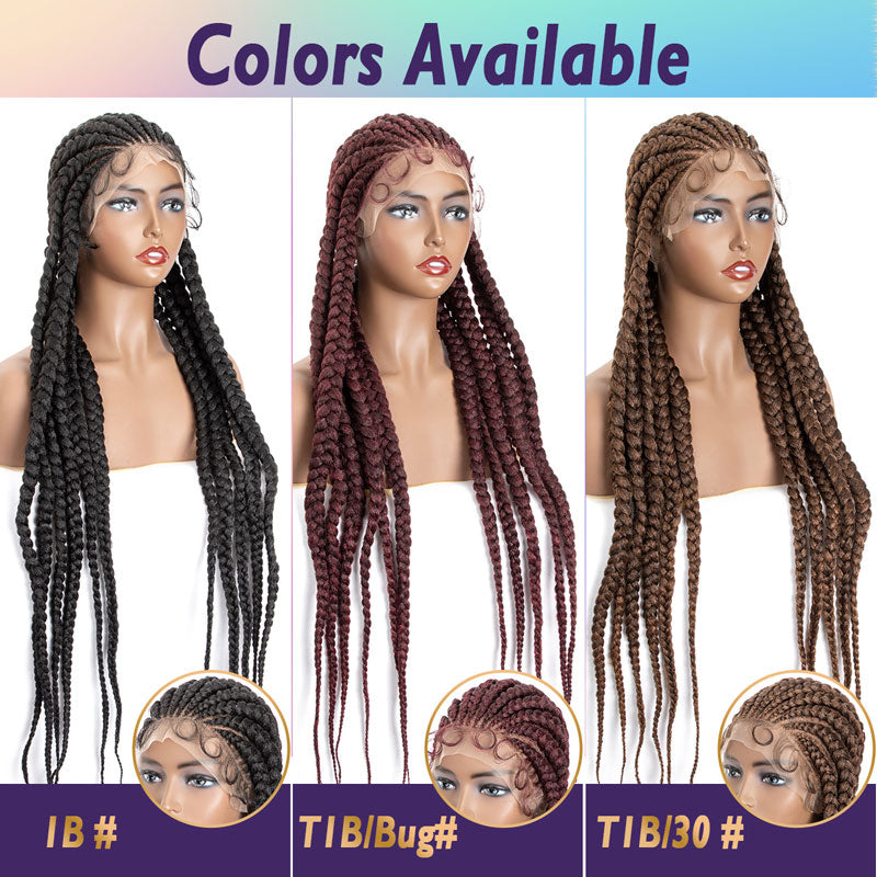 Braided Wigs for Black Women Box Braid Wig 30” Knotless Braided Wigs  Lightweight Cornrow Braids Synthetic Lace Front Wig Natural Black Hand  Braided