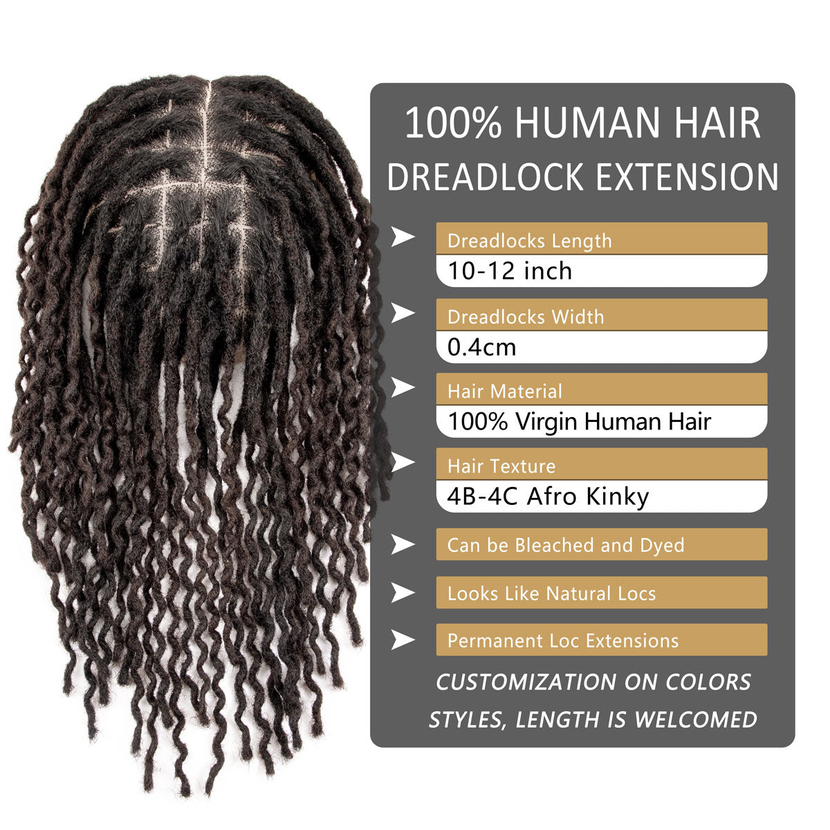 Curly Dreadlocks Toupee Wave locs Base Unit 100% Human Hair 8x10inch