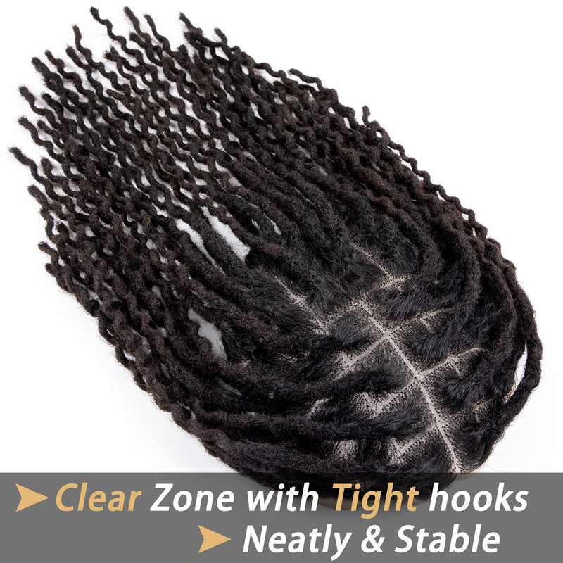 Curly Dreadlocks Toupee Wavy locs Base Unit 100% Human Hair Weave Hair Unit 8x10inch