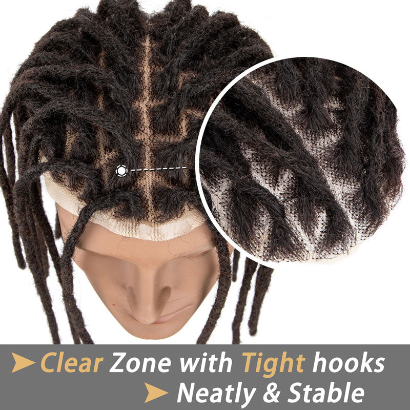 Curly Ends Dreadlocks Toupee 100% Human Hair Unit Lace Base 8x10inch