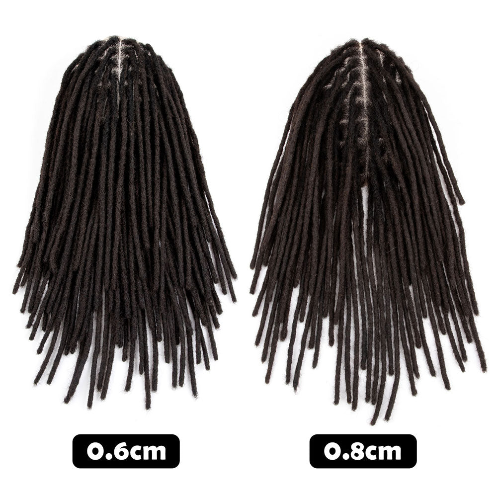 Unité de Base Afro Dreadlocks toupet Afro locs pour hommes noirs, tissage de cheveux 100% naturels, 8x10 pouces avec dentelle transparente
