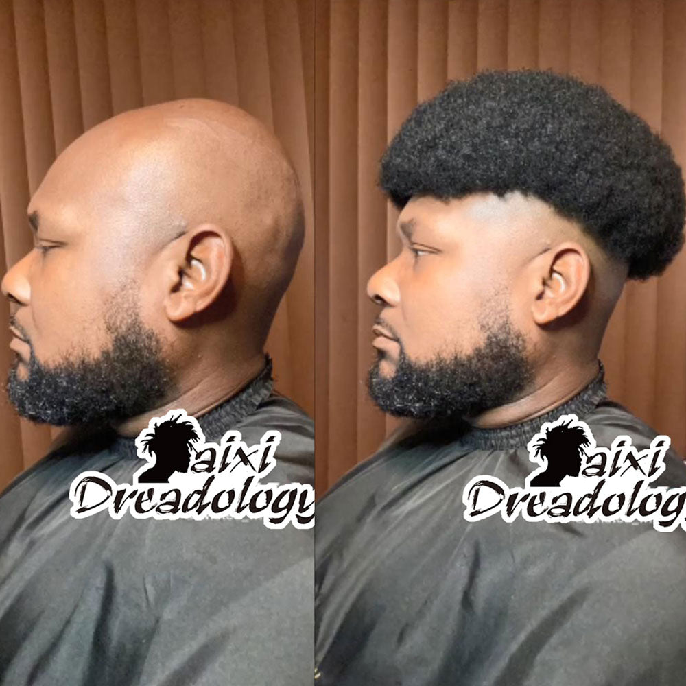 Afro Hair Toupee 4-12mm Curl 100% Human Hair Base Unit