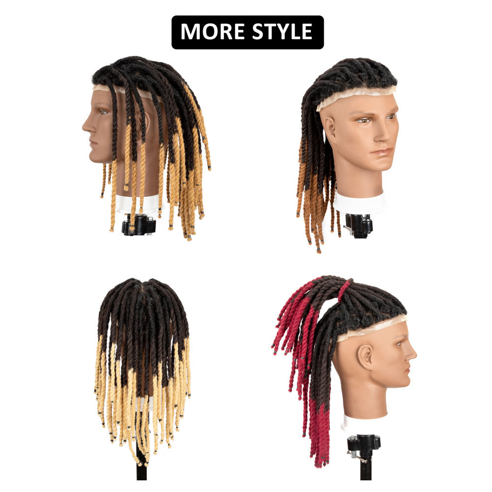 Deux brins Twist Dreadlocks Toupee Afro Retwisting Locs Unité de base pour hommes noirs 100 % cheveux humains Weave Hair Unit 8 x 10 pouces avec dentelle transparente