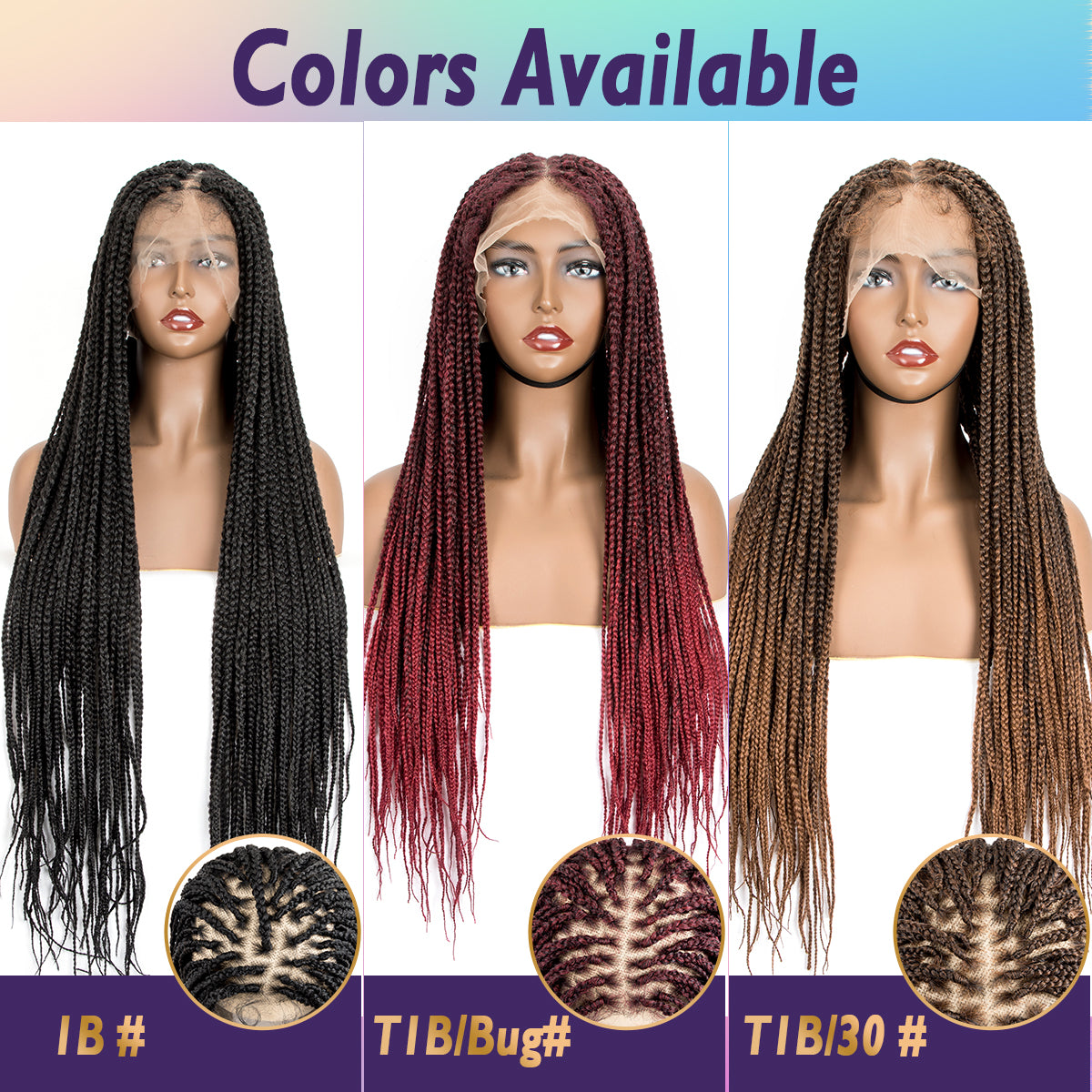 36" Box Braided Wigs Full Lace Knotless Box Braids Wig for Women Synthetic Braided Wig With Baby Hair