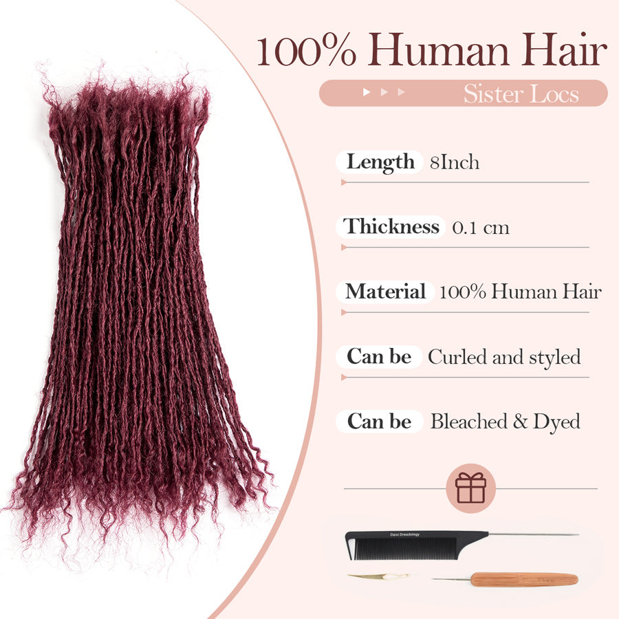 #Bug Interlocking Sisterlocks Curly Tips 100％ Real Micro Locs Extesnions Human Hair, Full Handmade Sister Locs