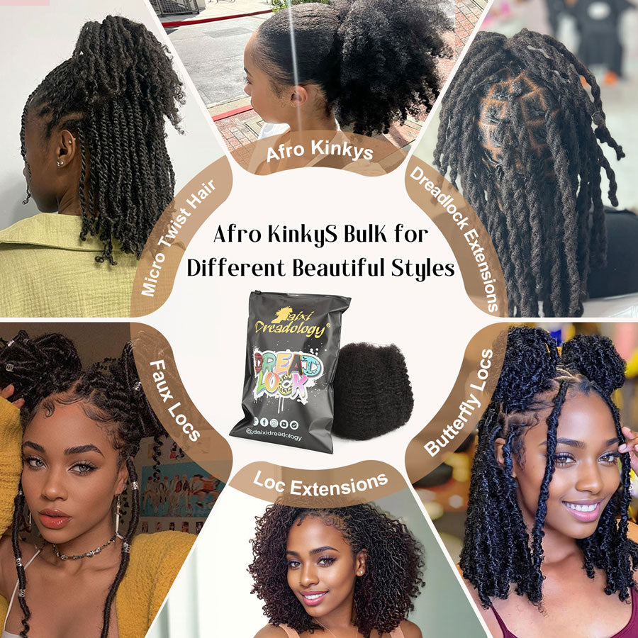 Afro Kinky Bulk Human Hair For Braiding Dreadlocks Hair 4C 8-22 Inch