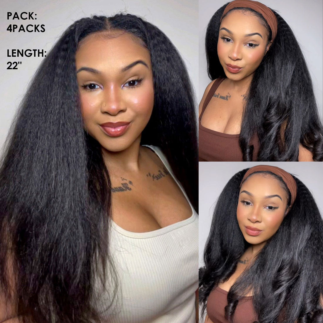 Kinky Straight Crochet Hair for Braids, Twists,  Feather Crochet Human Hair Extension