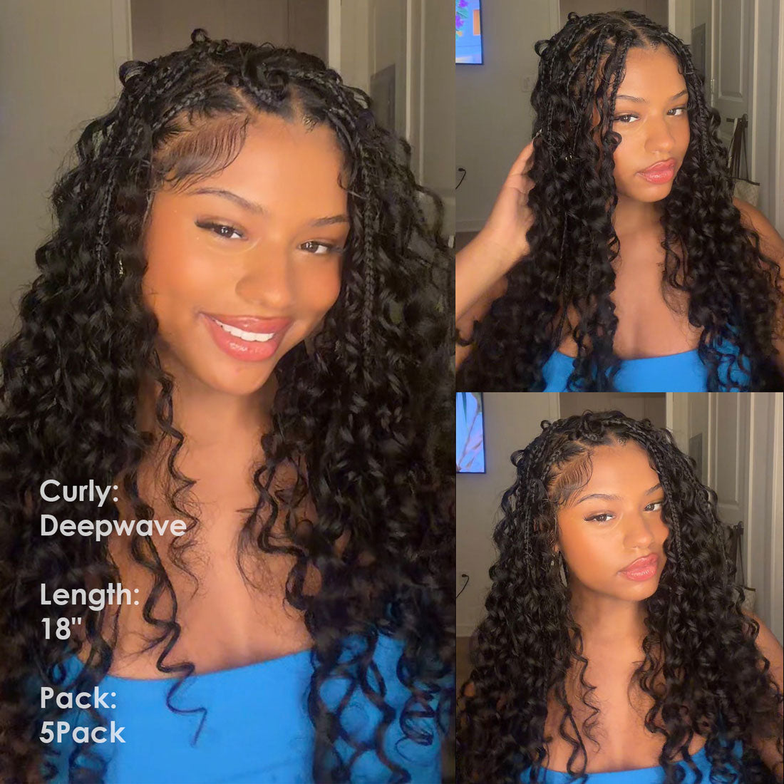Deep Wave Crochet Hair Natural Black Feather Human Hair Extension