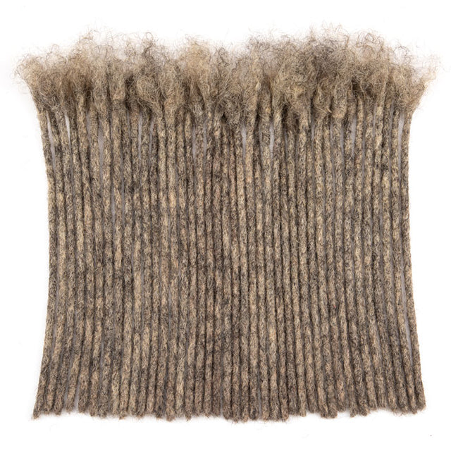 Mix #1B/613 human hair dreadlocks extensions, handmade crochet locs #1B/613 color mix. Natural textured appearance.