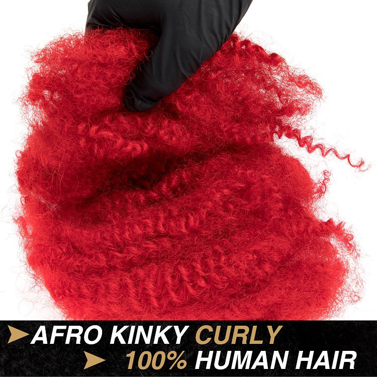 Red Afro Kinkys Human Hair Bulk for Dreadlocks, Repair Extensions 6 Inch