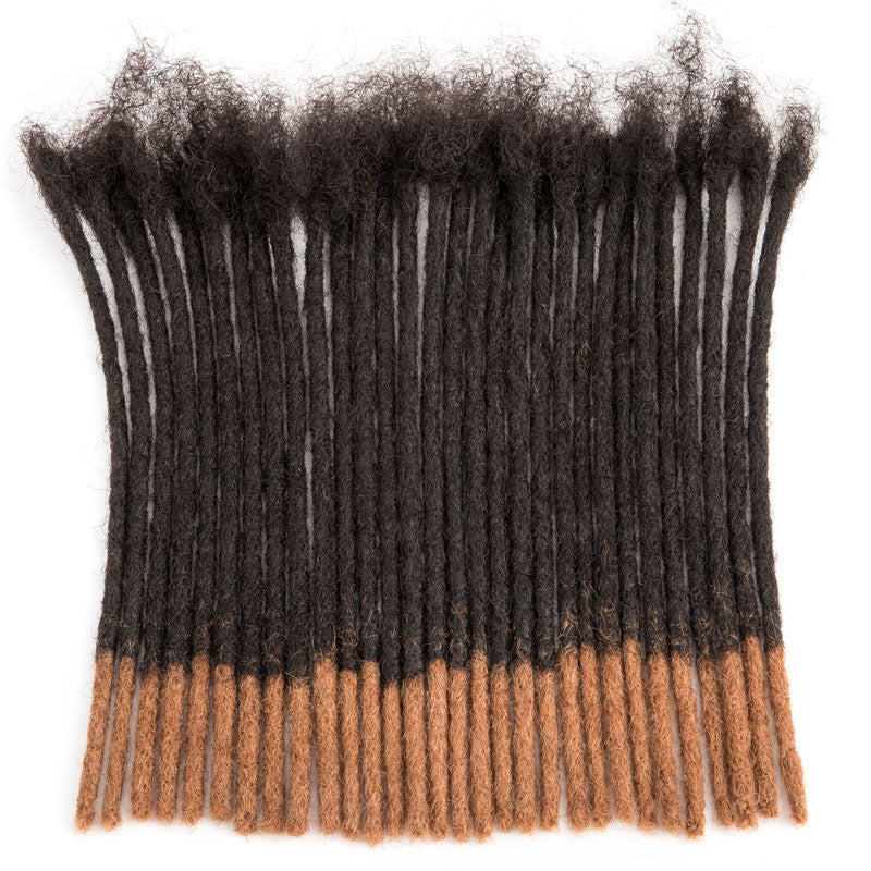 # T1B/30 pointes brunes couleur Extensions de dreadlocks de cheveux humains Locs faits à la main 0.4 cm-0.6 cm d'épaisseur