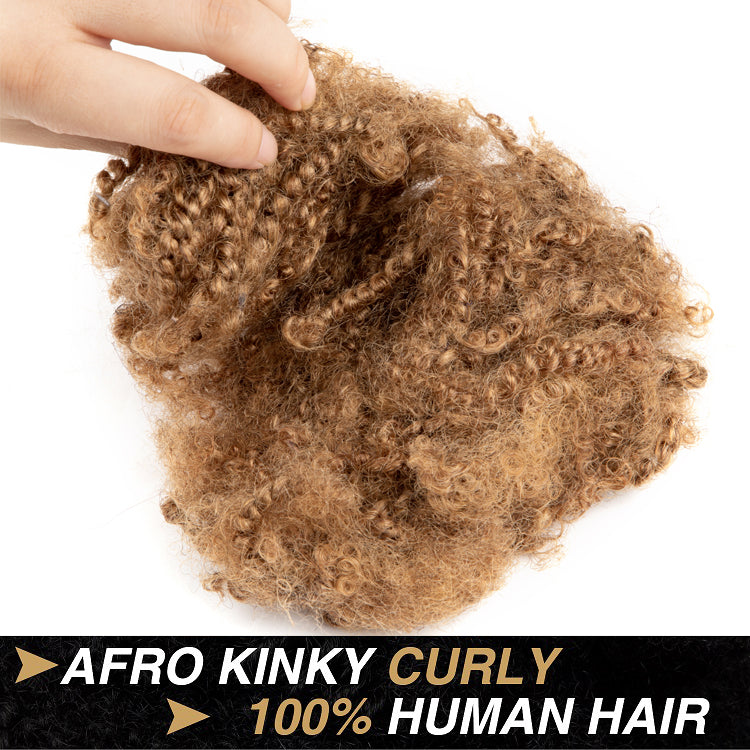 Caramel Brown 27# 4C Afro Kinkys Human Hair Bulk for Dreadlocks, Repair Extensions 6 Inch