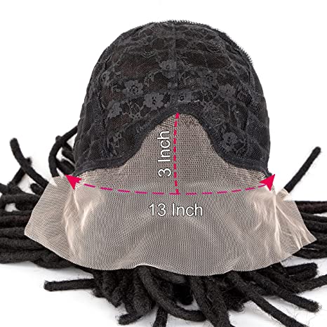 0.8cm 100% Human Hair Dreadlock Wigs Natural Black dreadLocks 12 Inch Human Hair Dreads Wig with Lace Front Dreadlock Wig for Black Women