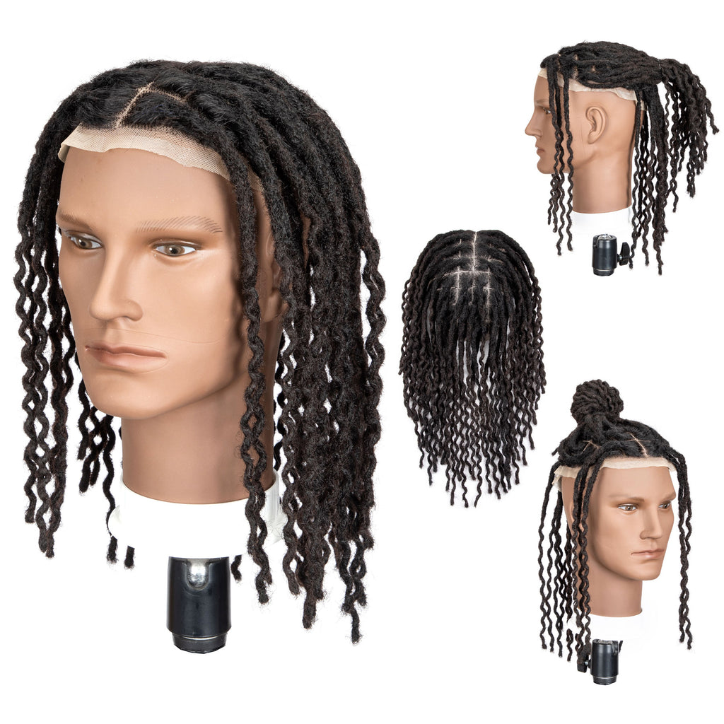 Curly Dreadlocks Toupee Wavy locs Base Unit 100% Human Hair Weave Hair ...