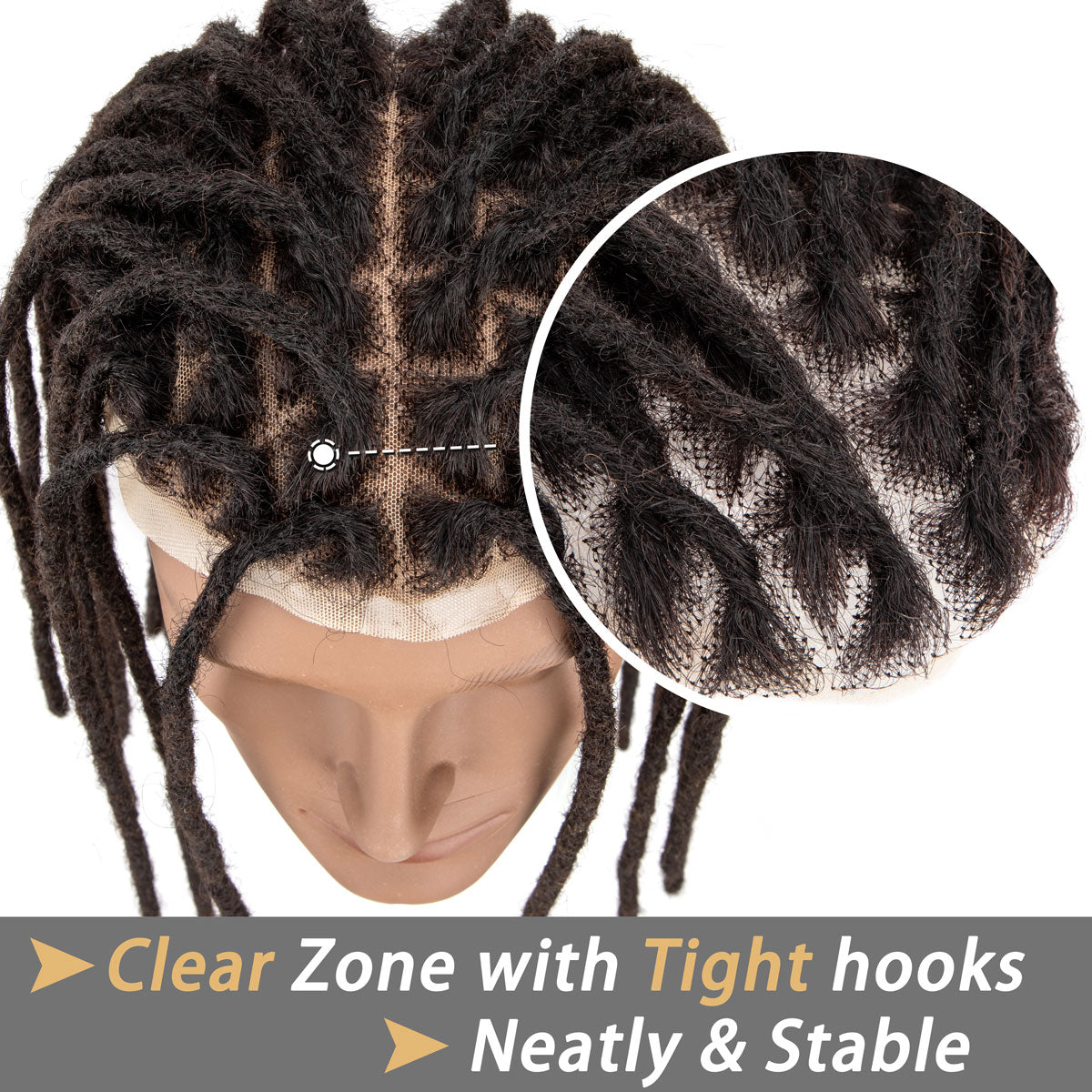 Two Strand Twist Dreadlocks Toupee Afro  Retwisting locs Base Unit For Black Men 100% Human Hair Weave Hair Unit 8x10inch with Transparent Lace