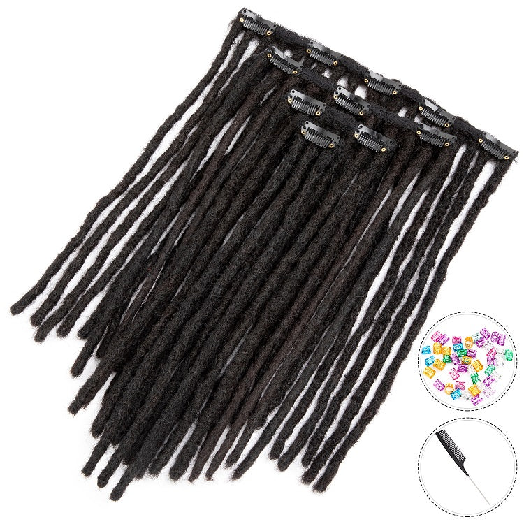 0.6cm Human Hair Natural Color Clip in Dreadlocks Extensions For Men and Women (8-18 inch)