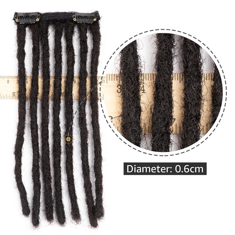 0.6cm Human Hair Natural Color Clip in Dreadlocks Extensions For Men and Women (8-18 inch)