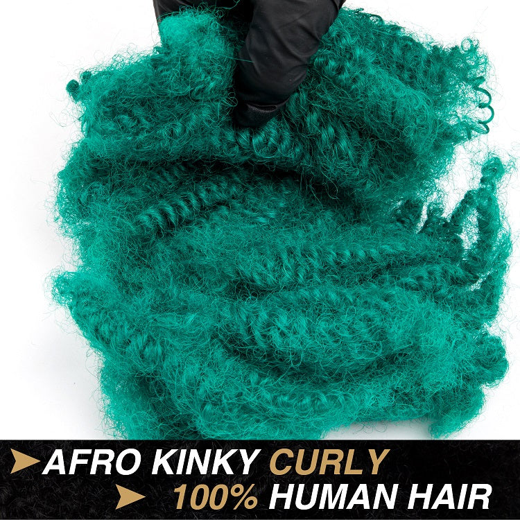 #Green 4C Afro Human Hair Bulk for Dreadlocks, Repair Extensions 6 Inch