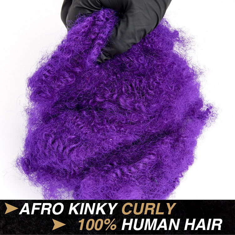 Violet 4C Afro Kinkys Cheveux humains en vrac pour dreadlocks, extensions de réparation 6 pouces