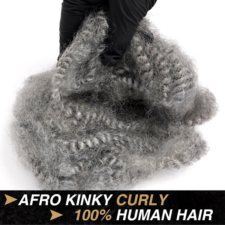 #Grey 4C Afro cheveux humains en vrac pour dreadlocks, extensions de réparation 6 pouces